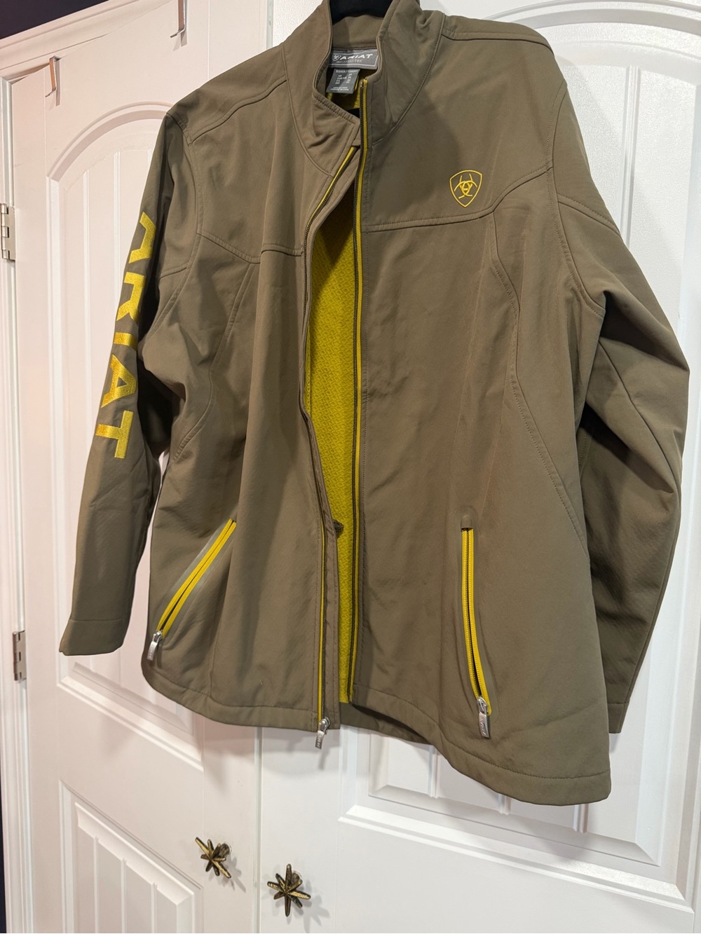 Ariat Womens Olive Softshell Jacket with Yellow/Green Trim